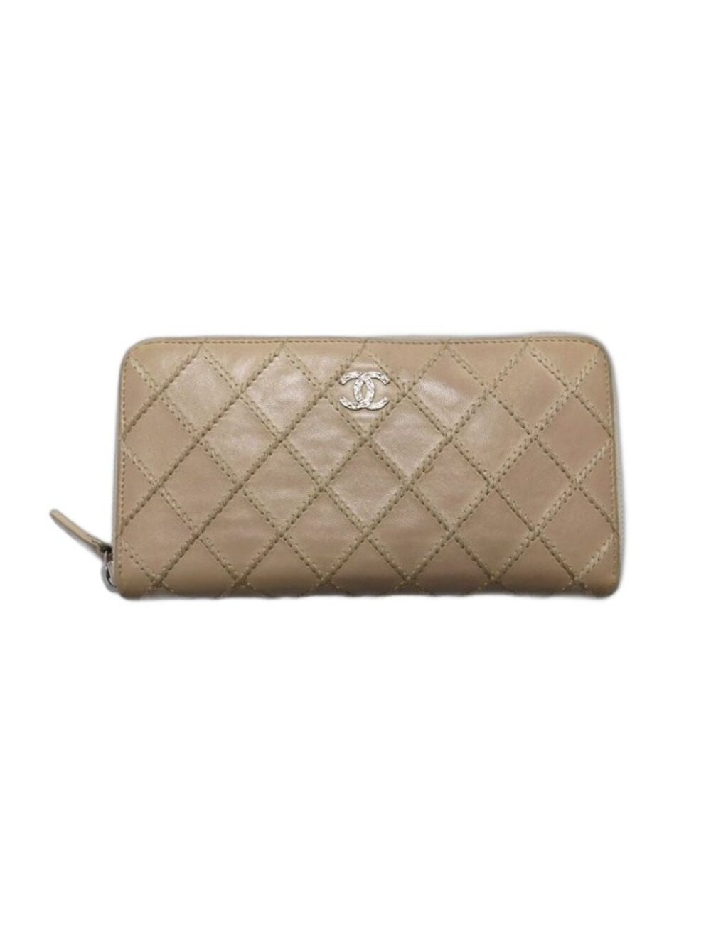 Chanel No 19 Bicolor Quilted Leather Zip Around Wallet